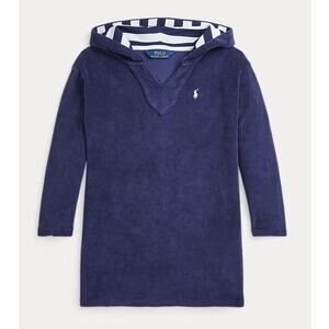 Polo Ralph Lauren Hooded Terry Sweatshirt Stretch Blue Womens Size M 8/10